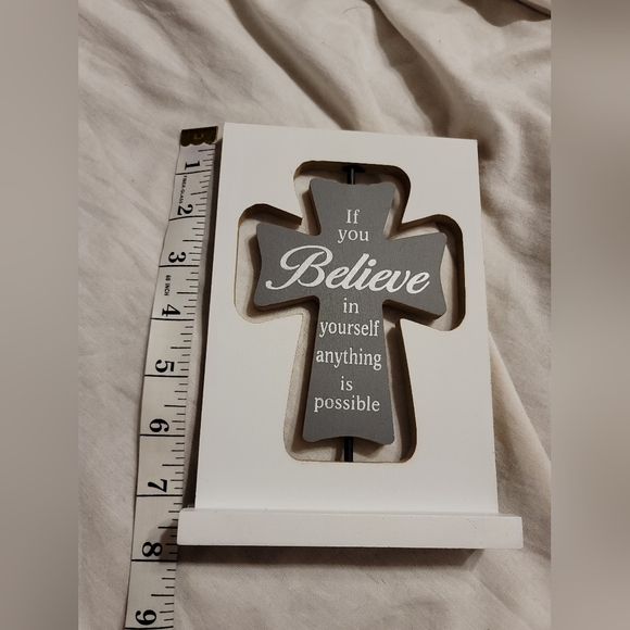 NWT SPINNING ROTATING INSPIRATIONAL SIGN STAND CROSS PRAYER GRATITUDE GI… - Picture 7 of 7